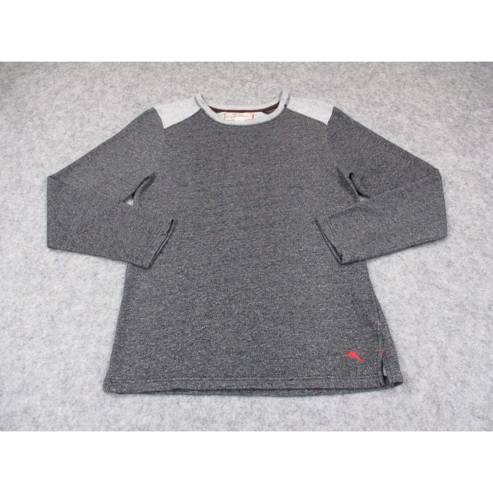 Tommy Bahama Sweatshirt Mens Medium Gray Red Marlin Pullover Sweater